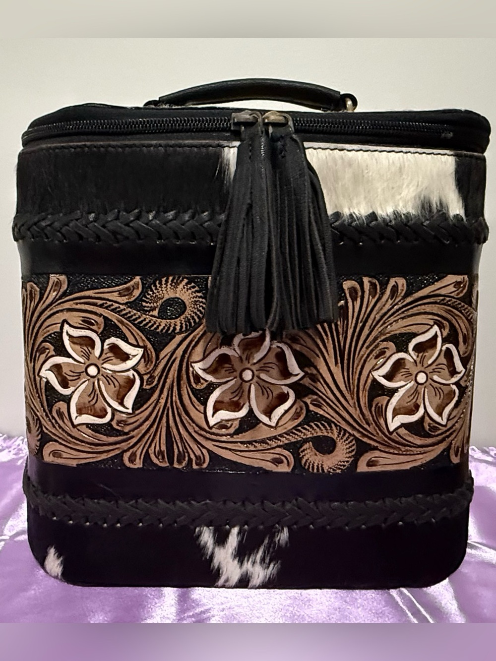 Handmade Leather Hair On Hide Western Jewelry Case